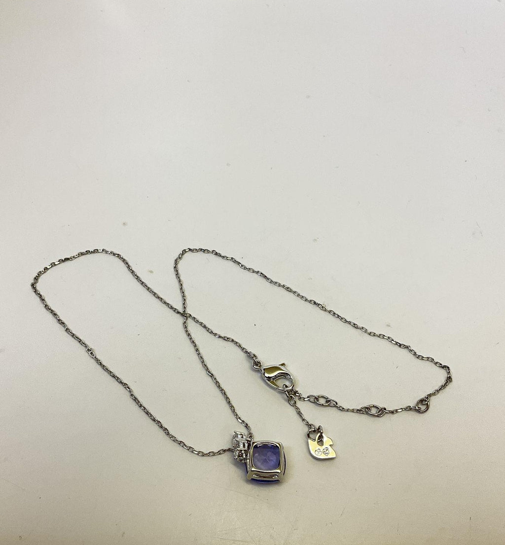 Swarovski Silver Tone Purple Crystal Pendant Necklace 3.7g