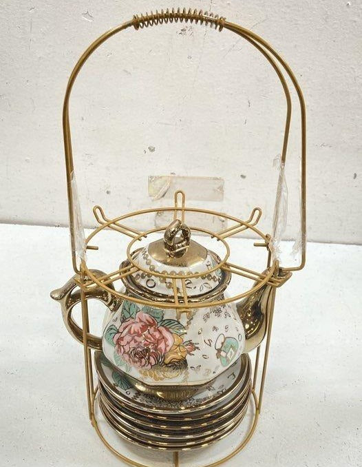 Teapot, Teacups & Saucers with Stand