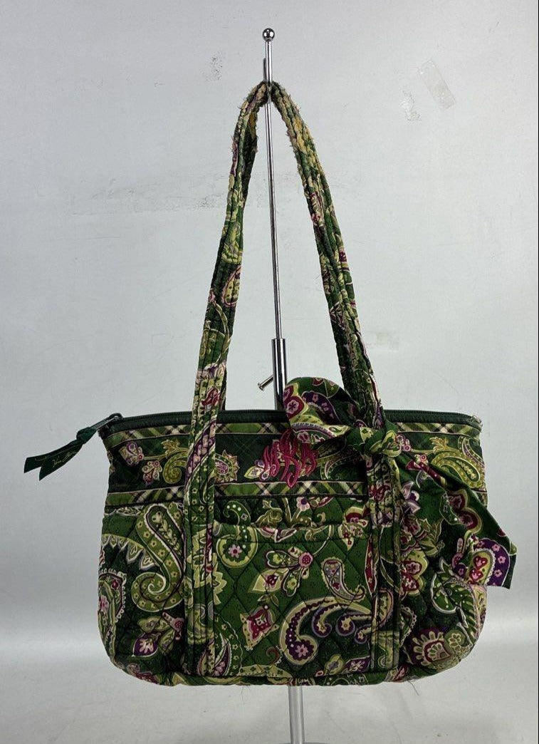 Vera Bradley Green Floral Patterned Handbag Purse