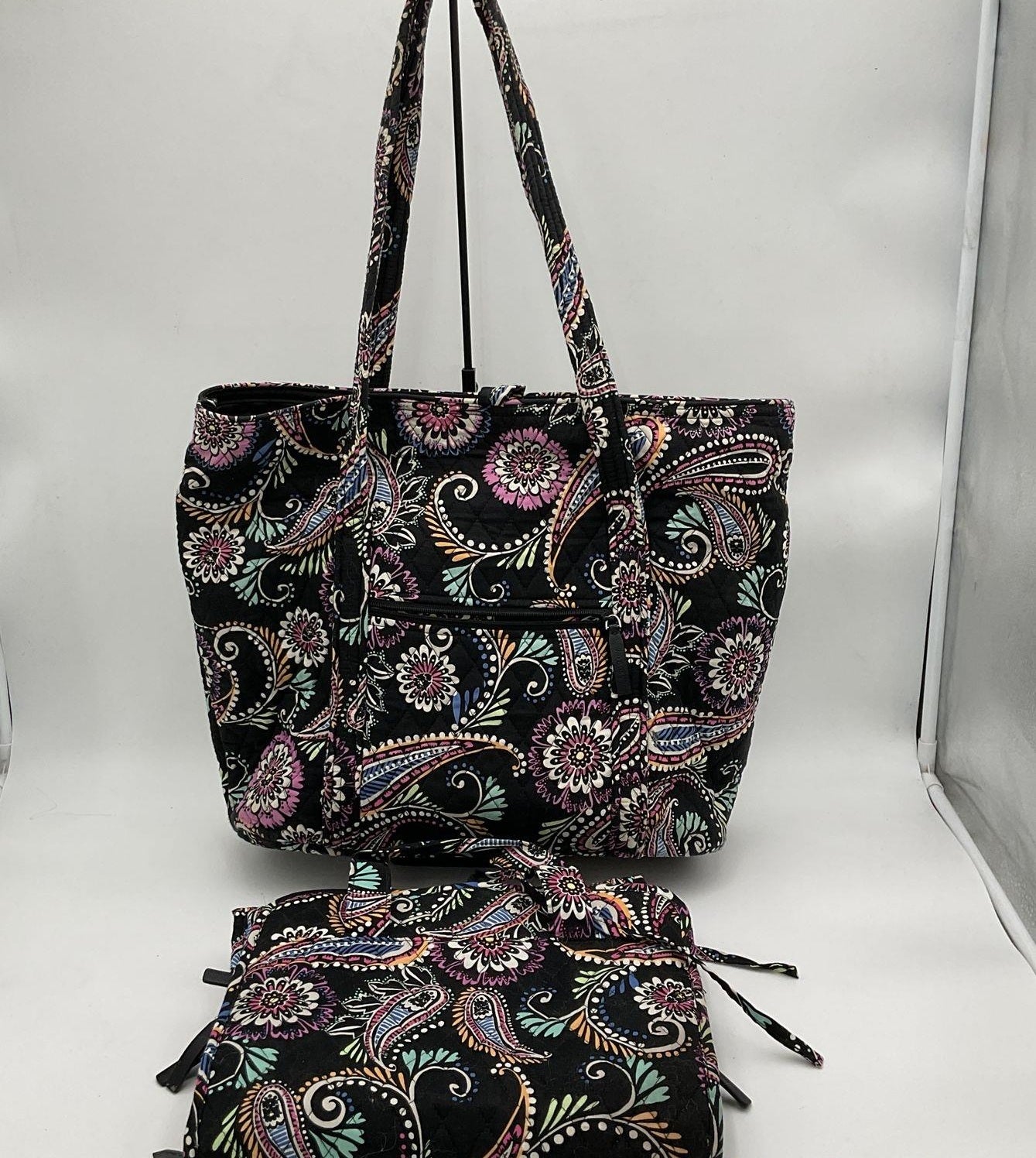 Vera Bradley Bandana Swirl Quilted Tote Bag with Matching Hanging Organizer | Travel Set