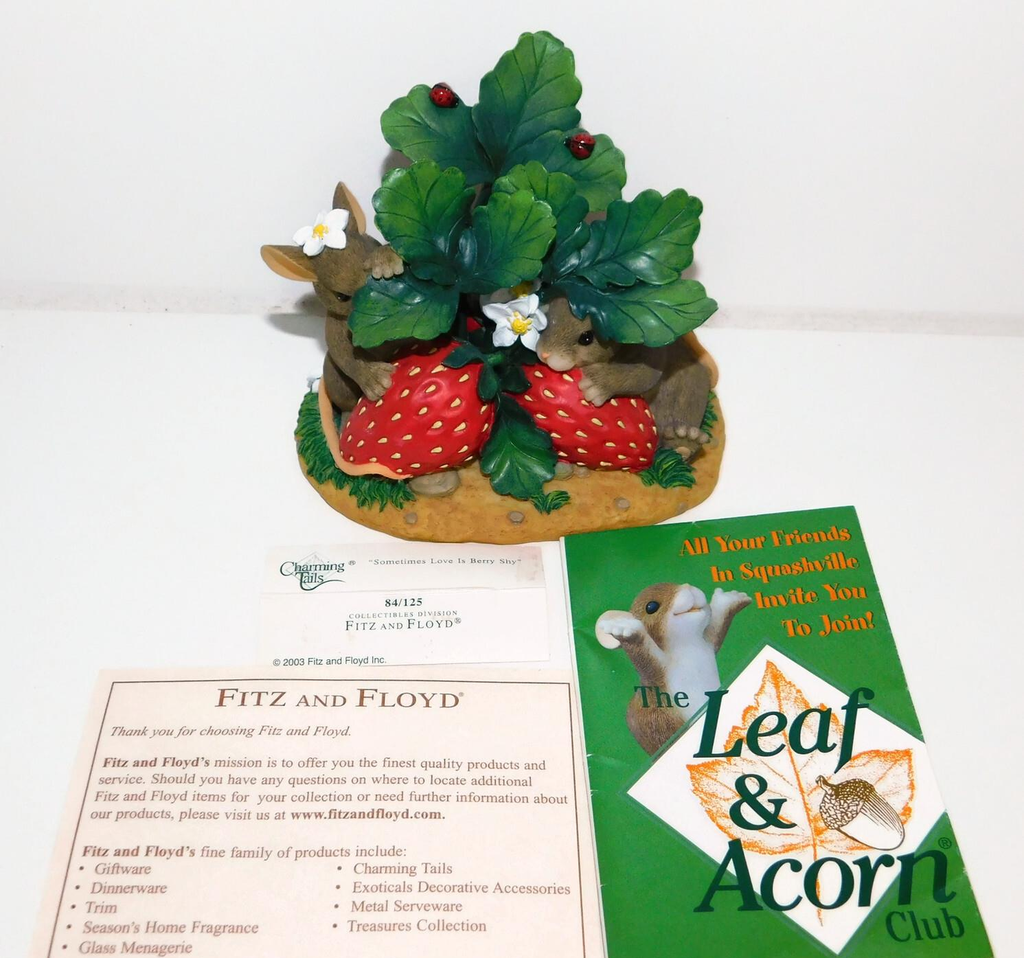 Vintage Fitz and Floyd Charming Tails Sometimes Love Is Berry Shy Figurine
