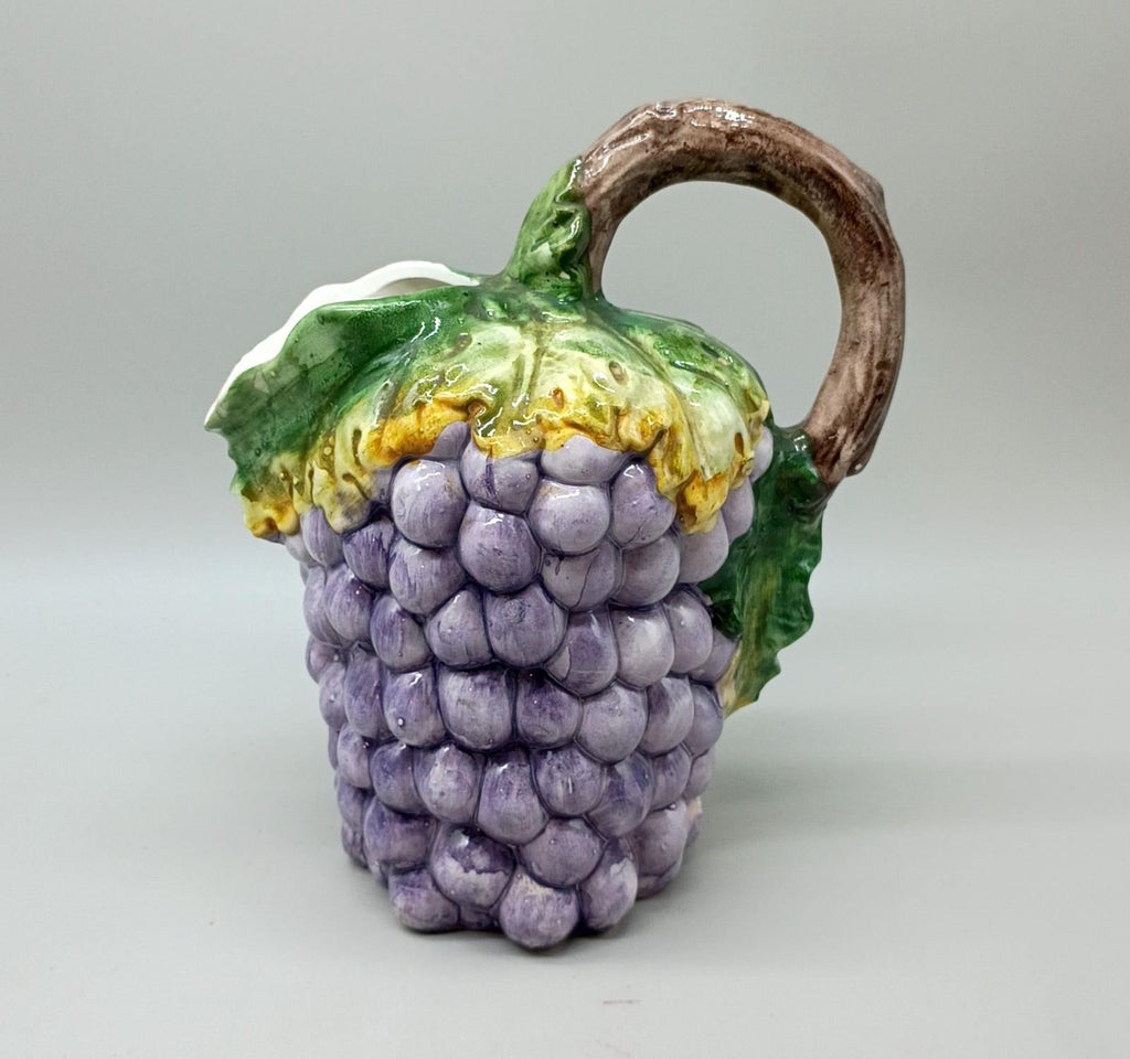 Bassano Italy Ceramic Grape Cluster Pitcher, Purple