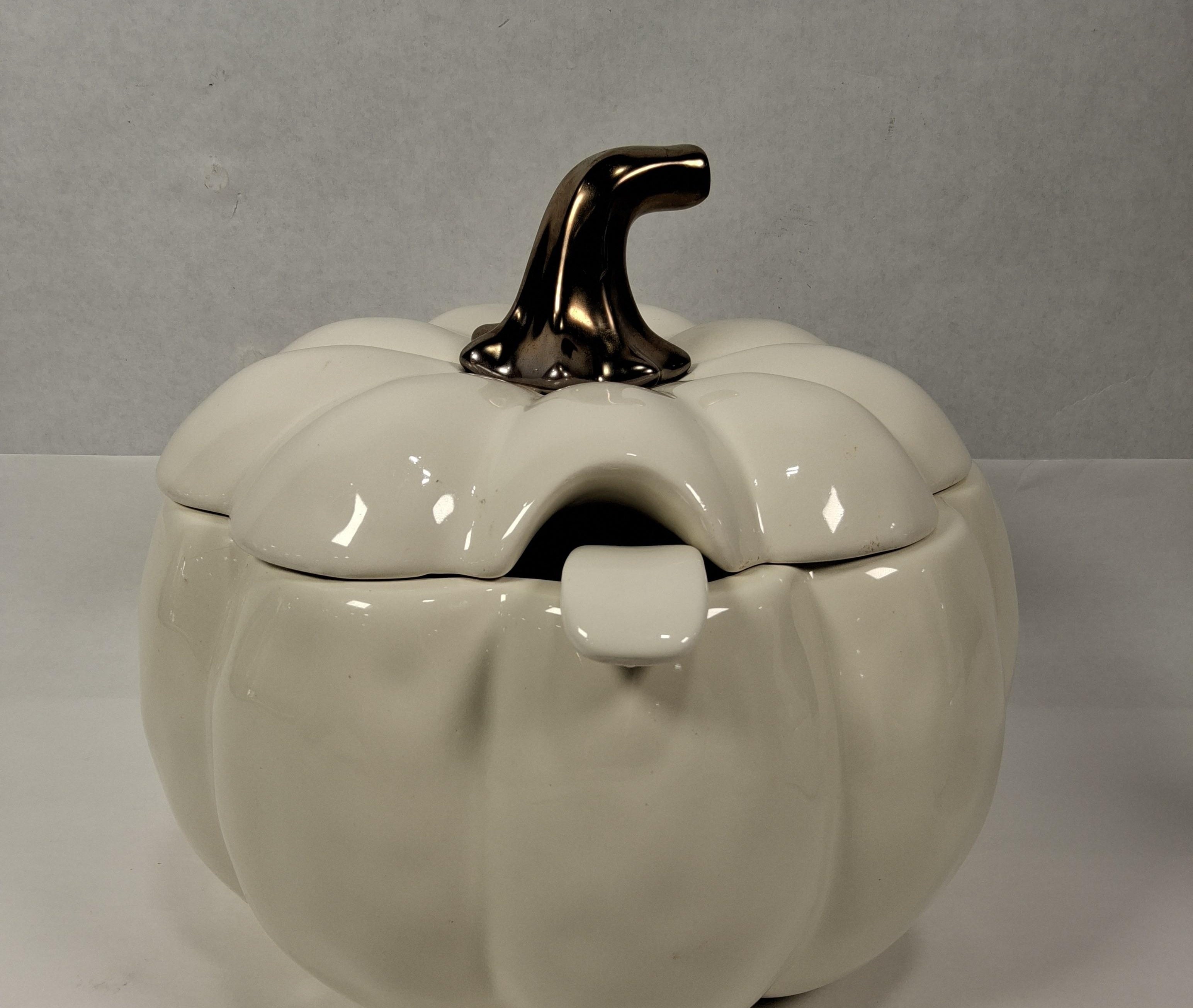 Better Homes & Gardens Ceramic Pumpkin Serving Bowl with Lid and Spoon