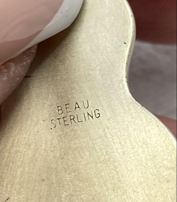 Vintage Beau Signed Sterling Silver Acoustic Guitar Brooch Pin 5.83g