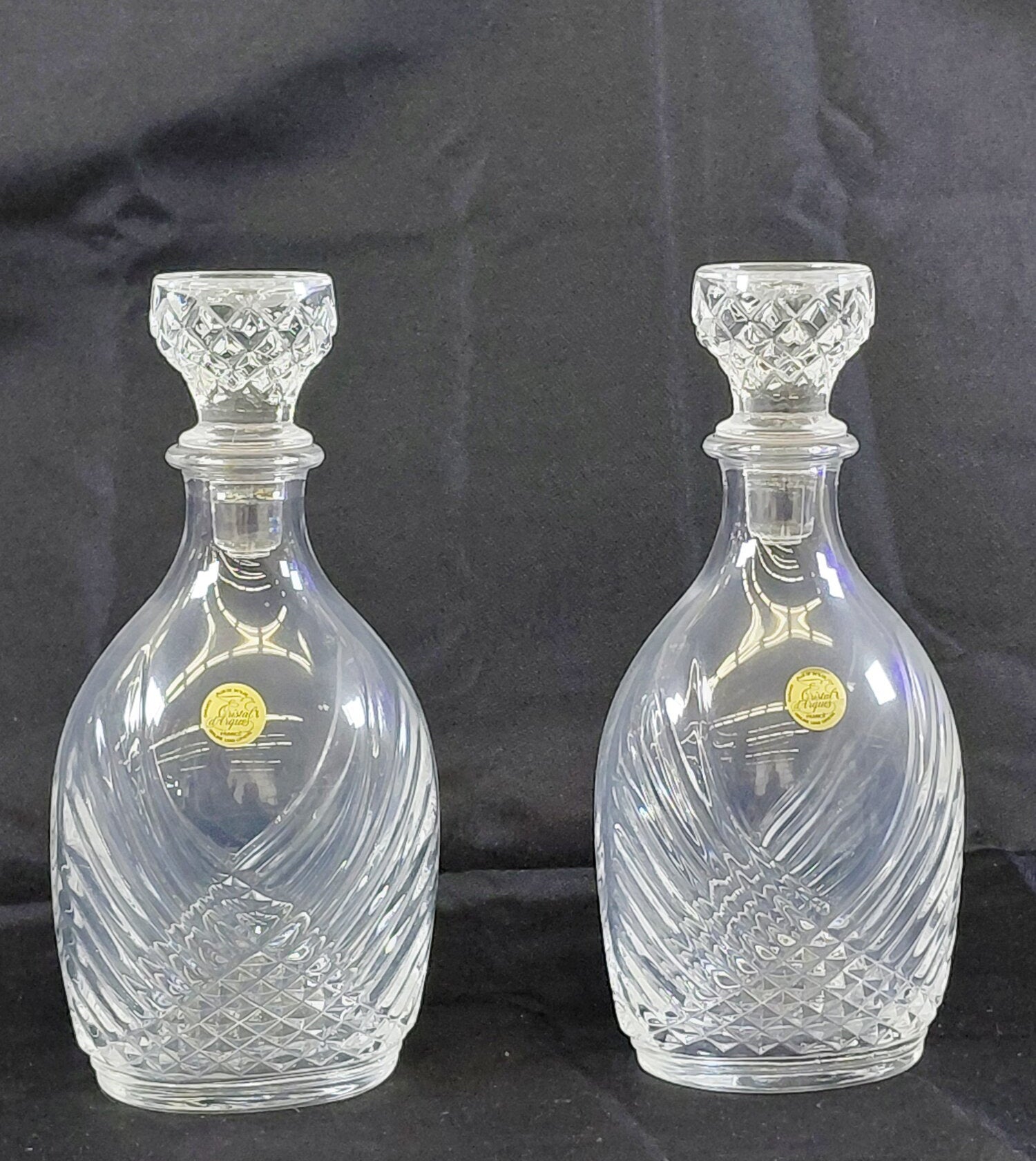 Courvoisier Cristal d'Arques France Lead Crystal Decanter Set