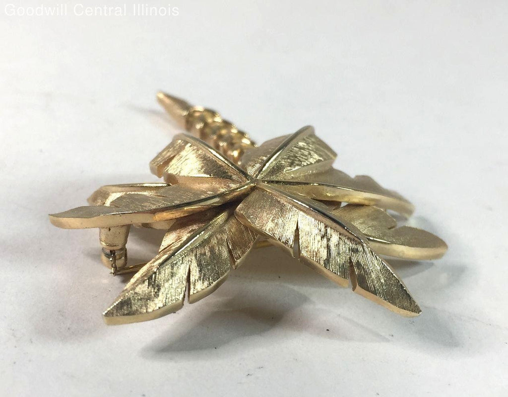 Vintage Crown Trifari Palm Tree Brooch Gold Tone Tropical Figural Pin