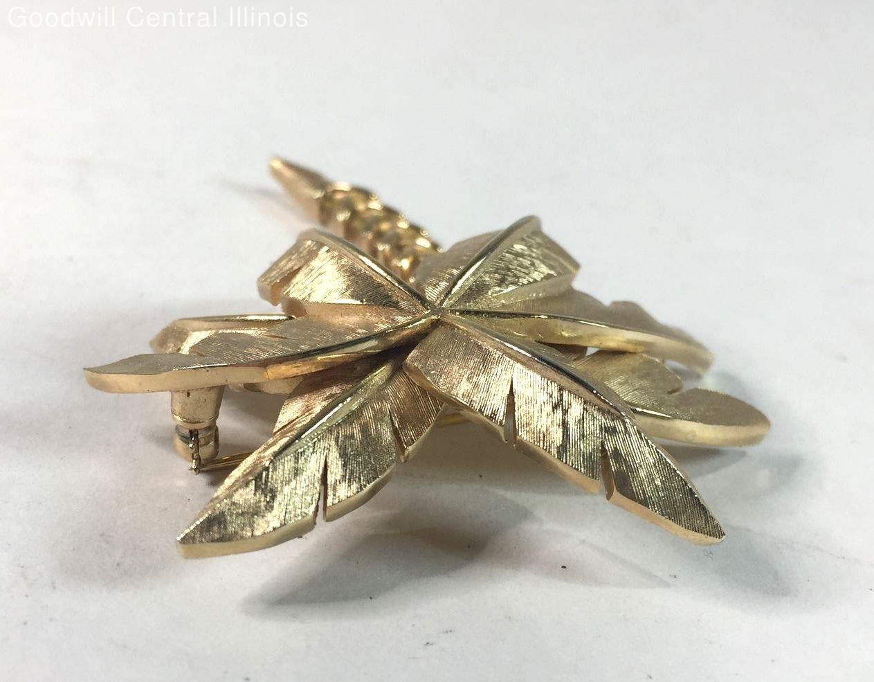 Vintage Crown Trifari Palm Tree Brooch Gold Tone Tropical Figural Pin