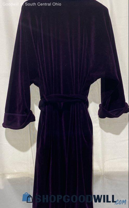 Vintage 90s Diamond Tea Holt Renfrew Purple Velvet Robe Dressing Gown