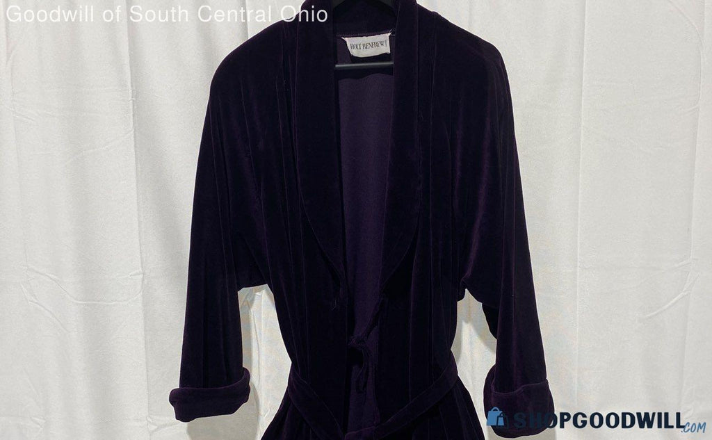 Vintage 90s Diamond Tea Holt Renfrew Purple Velvet Robe Dressing Gown