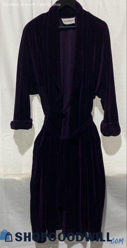 Vintage 90s Diamond Tea Holt Renfrew Purple Velvet Robe Dressing Gown
