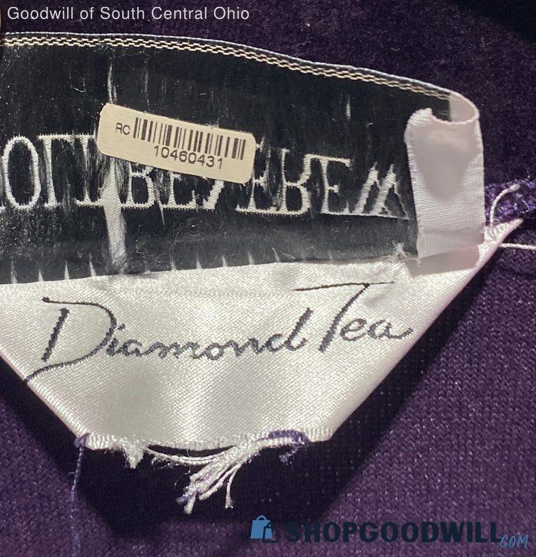 Vintage 90s Diamond Tea Holt Renfrew Purple Velvet Robe Dressing Gown
