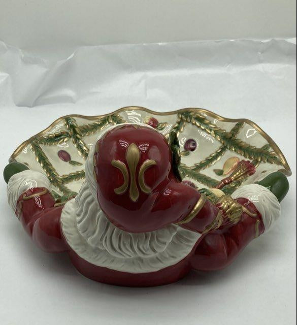 Fitz and Floyd Renaissance Santa Tidbit Server in Original Box | Christmas Candy Nut Dish Holiday Serveware