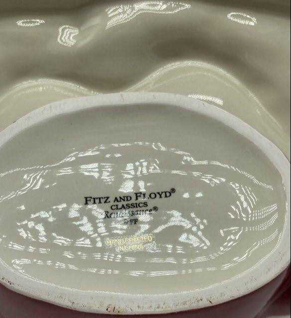 Fitz and Floyd Renaissance Santa Tidbit Server in Original Box | Christmas Candy Nut Dish Holiday Serveware