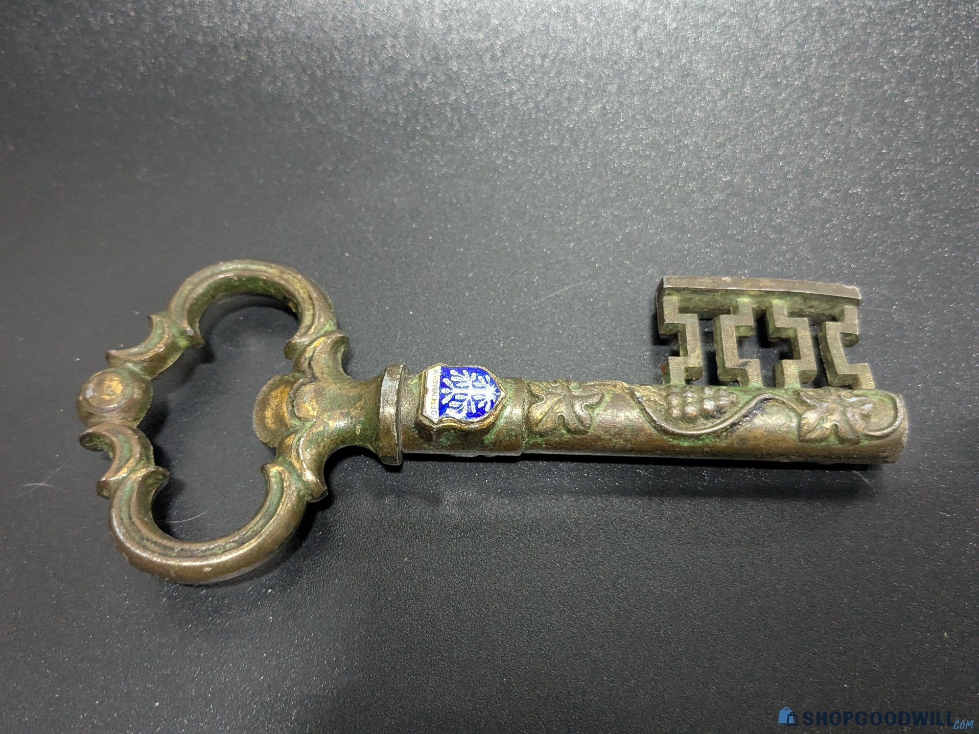 Vintage German Bremen Key-Shaped Brass Corkscrew Bottle Opener 11cm