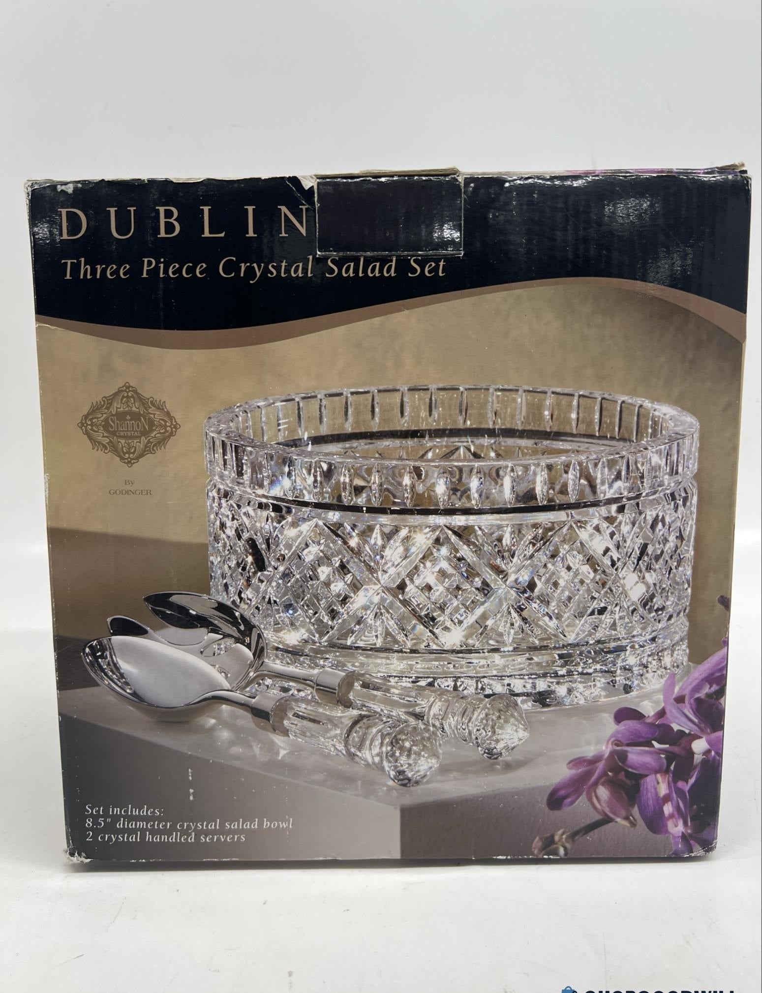 Dublin Three-Piece Crystal Salad Set by Godinger