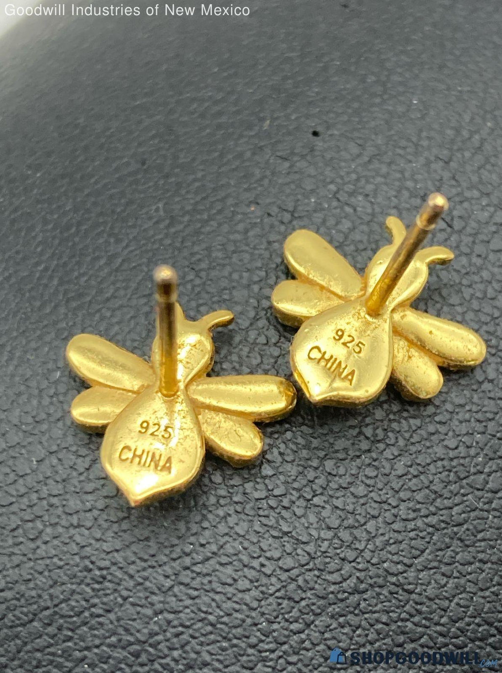 Sterling Silver 925 Gold Tone Bee Earrings