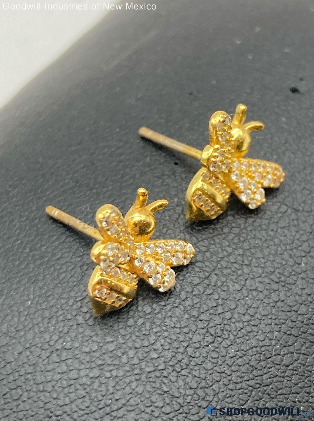 Sterling Silver 925 Gold Tone Bee Earrings