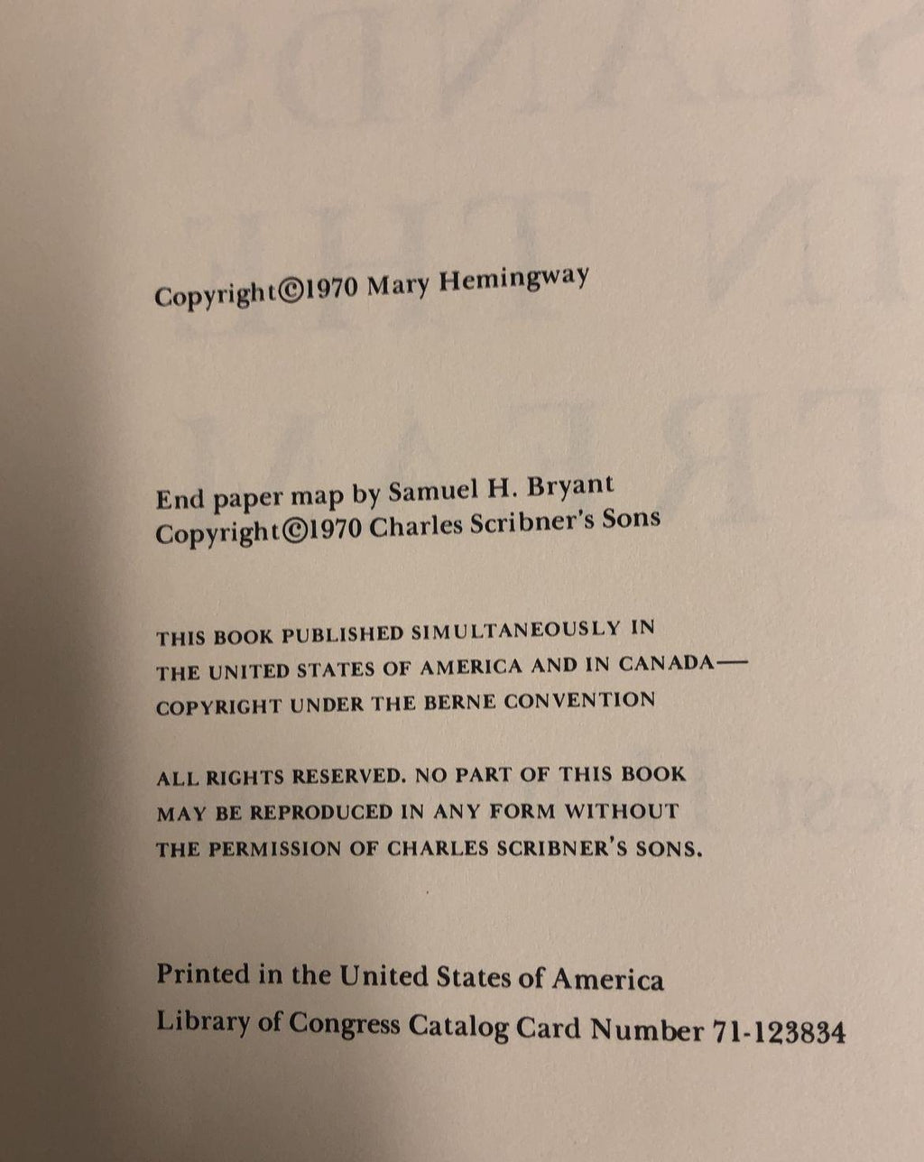 *(NEED TO ADD FIRST EDITION PAGE) Ernest Hemingway Islands in the Stream First Edition 1970 Scribner Hardcover Dust Jacket