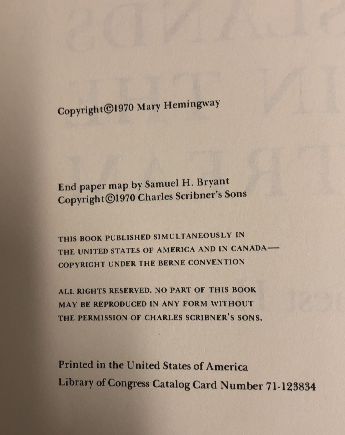 *(NEED TO ADD FIRST EDITION PAGE) Ernest Hemingway Islands in the Stream First Edition 1970 Scribner Hardcover Dust Jacket