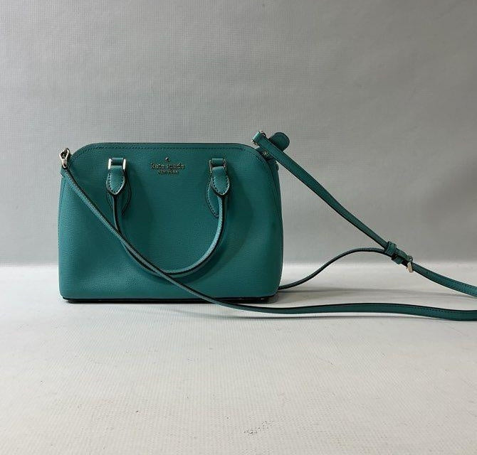 Kate Spade New York Teal Crossgrain Leather Crossbody Bag | Pebbled Leather Zip Top Purse