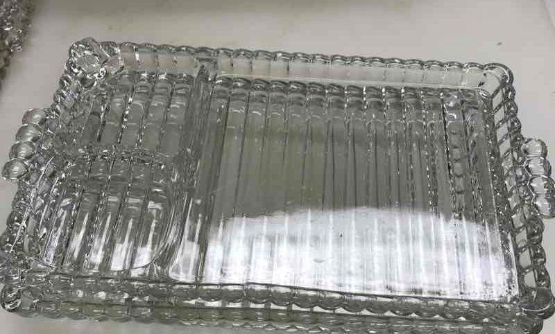 Orchard Crystal Party Set - 4 Glass Trays and 4 matching cups