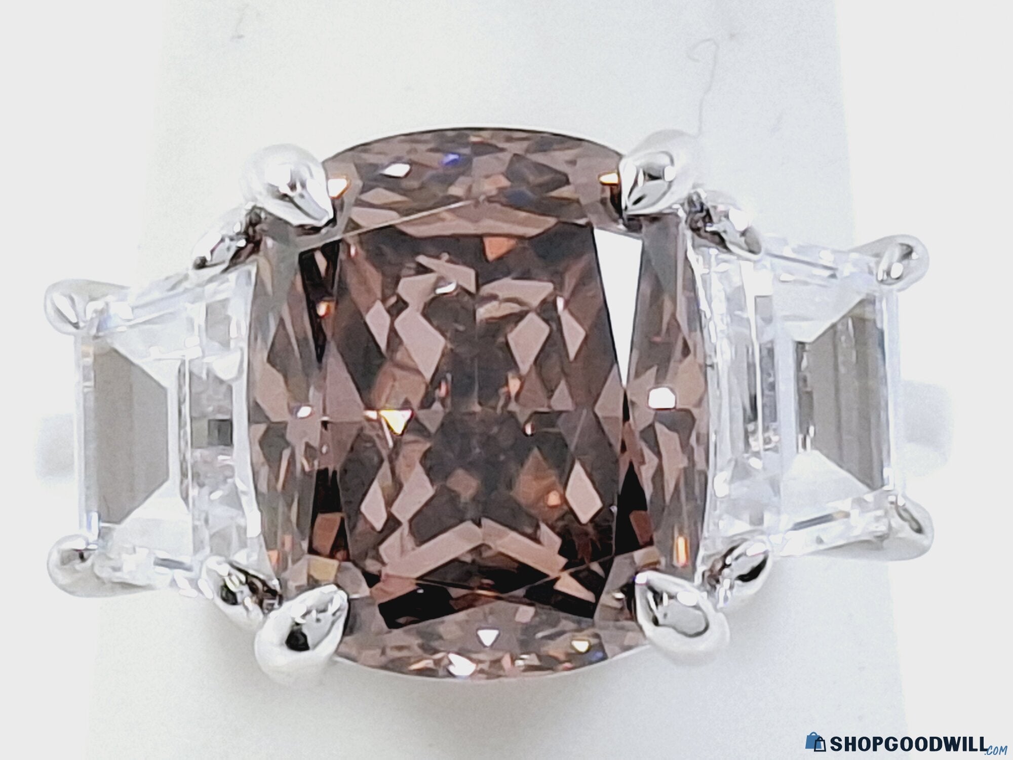 925 Silver & CZ Three-Stone Ring Size 7.5