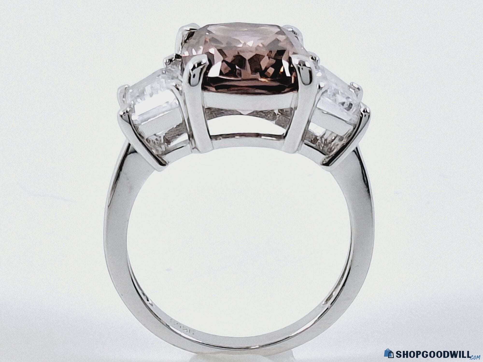 925 Silver & CZ Three-Stone Ring Size 7.5