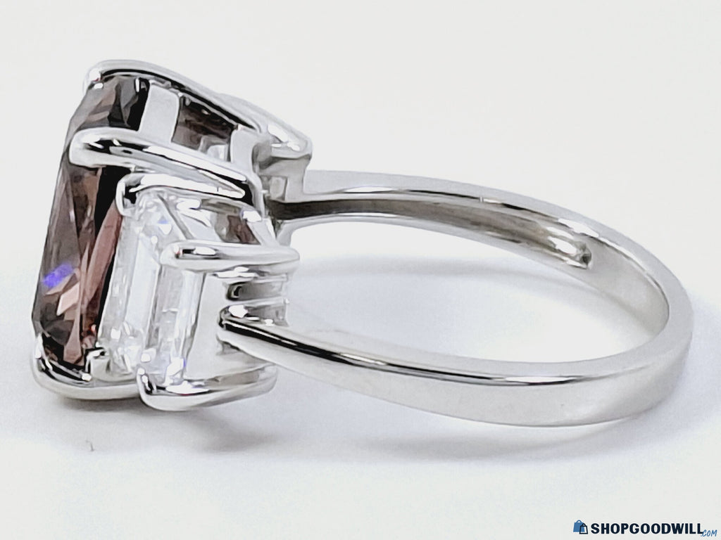 925 Silver & CZ Three-Stone Ring Size 7.5