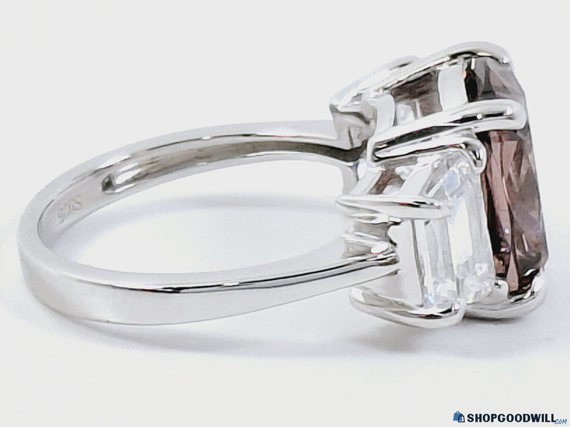 925 Silver & CZ Three-Stone Ring Size 7.5