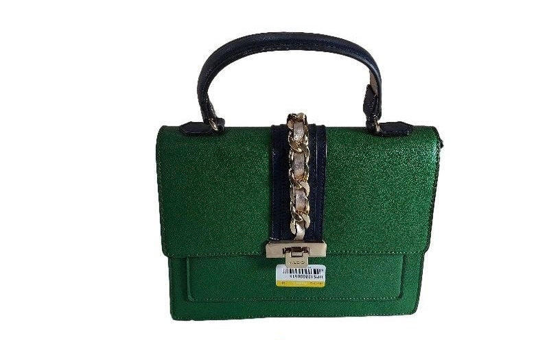 ALDO Green and Black Tote Bag With Magnetic Snap