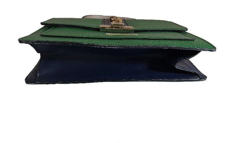 ALDO Green and Black Tote Bag With Magnetic Snap