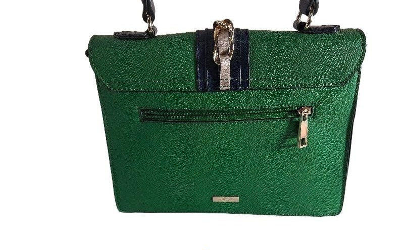 ALDO Green and Black Tote Bag With Magnetic Snap