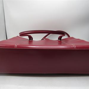 Black Rivet Red Leather Tote Bag, 16 x 5 x 12