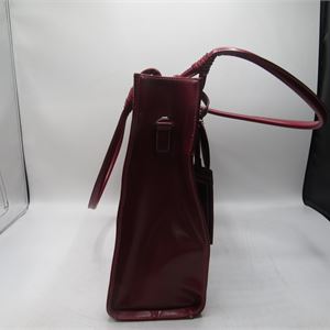 Black Rivet Red Leather Tote Bag, 16 x 5 x 12