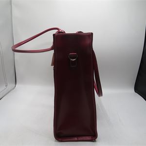 Black Rivet Red Leather Tote Bag, 16 x 5 x 12