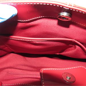 Black Rivet Red Leather Tote Bag, 16 x 5 x 12