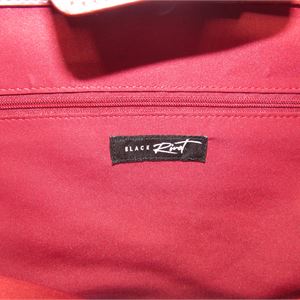 Black Rivet Red Leather Tote Bag, 16 x 5 x 12