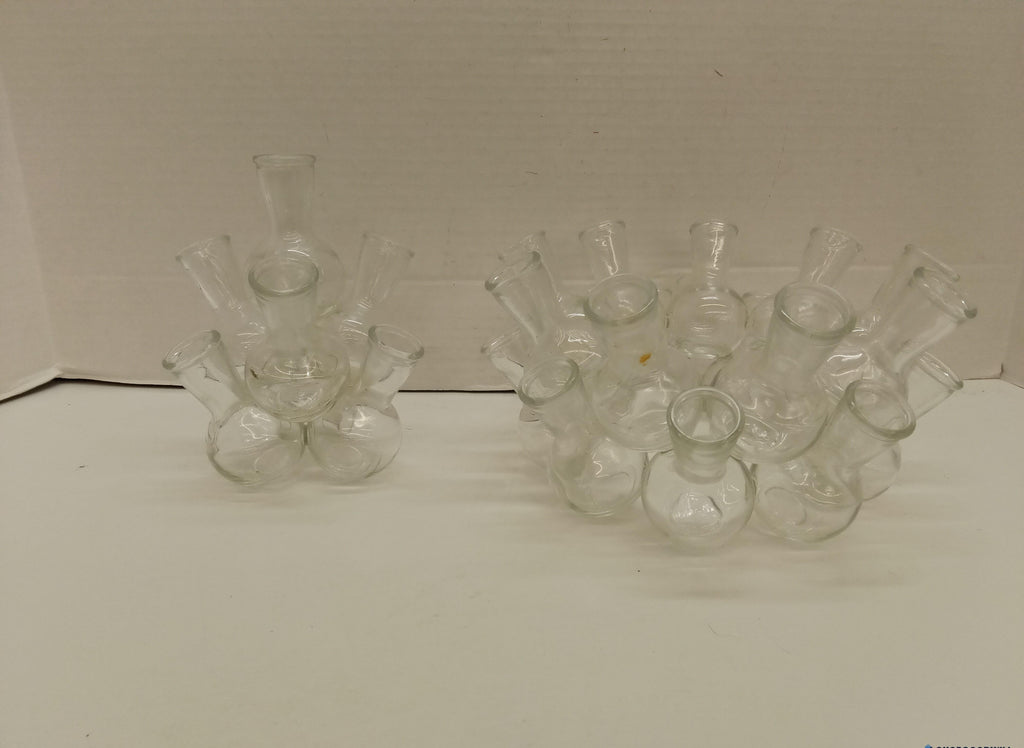 Clear Glass Multi-Neck Vessels, 4x4x6 and 8x8x4.5