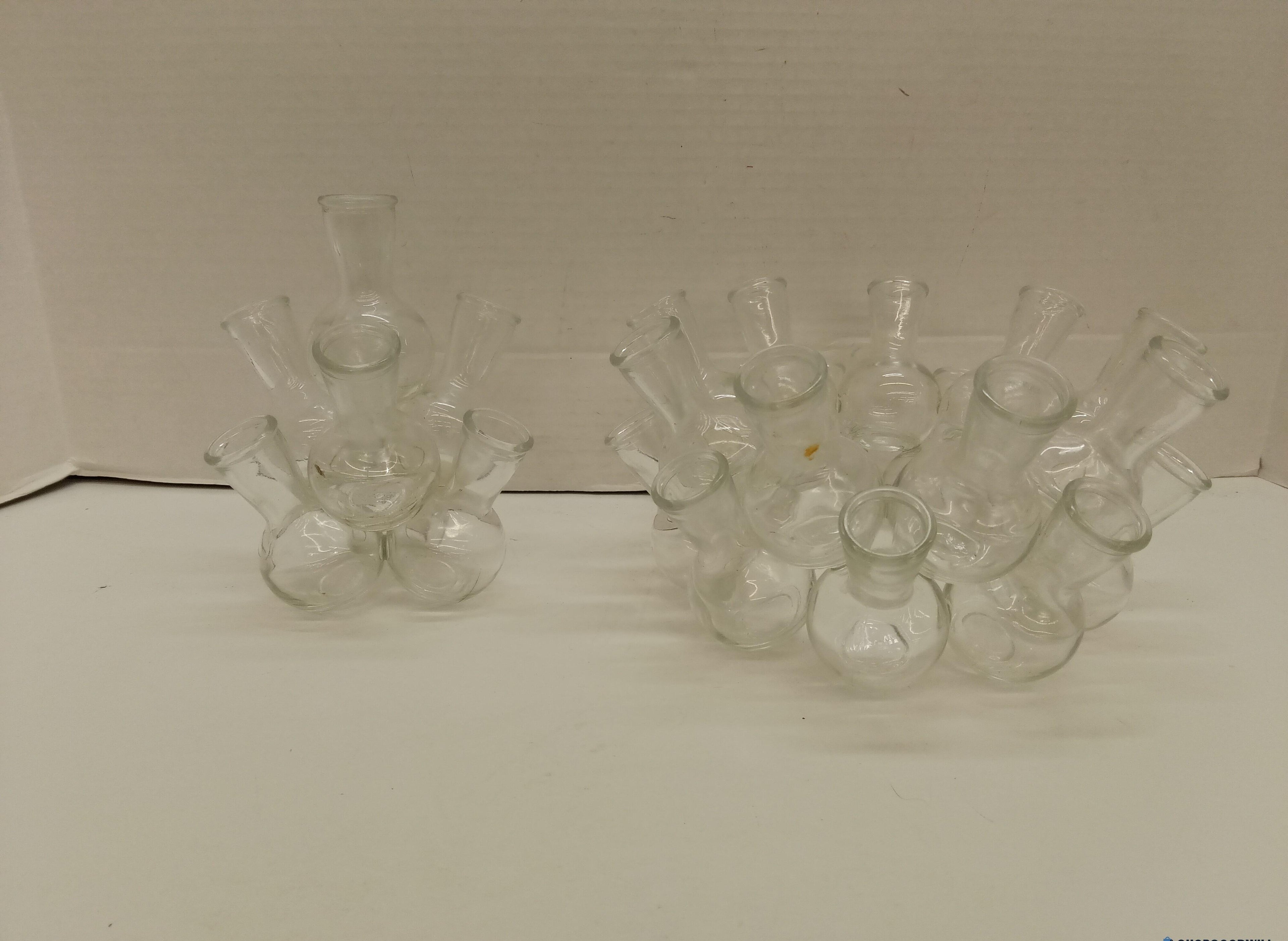 Clear Glass Multi-Neck Vessels, 4x4x6 and 8x8x4.5