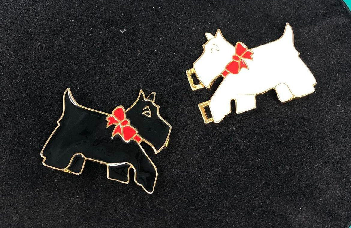 Vintage Dotty Smith Enamel Gold Tone Scottish Terrier Belt Buckle