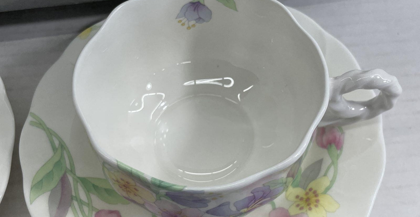 1988 Hankook Fine Bone China Floral Teacup & Saucer Set | Set of 2 Korean Porcelain Tea Cups