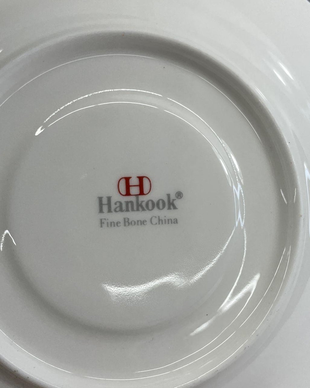 1988 Hankook Fine Bone China Floral Teacup & Saucer Set | Set of 2 Korean Porcelain Tea Cups