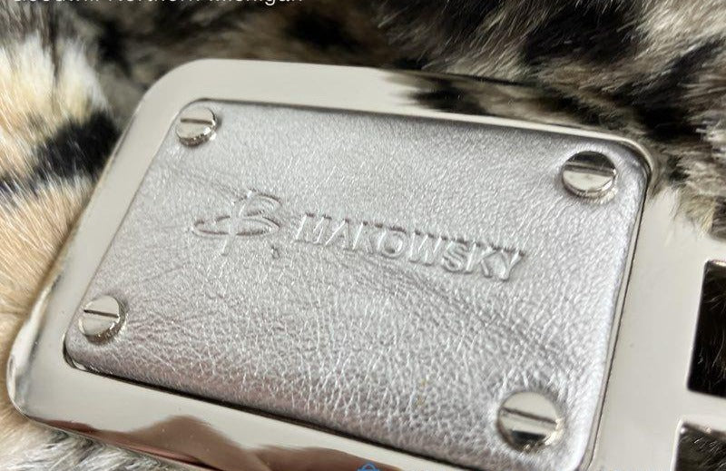 Natorisky Women's Shoulder Bag Grey Black White Leopard Print Faux Fur Purse