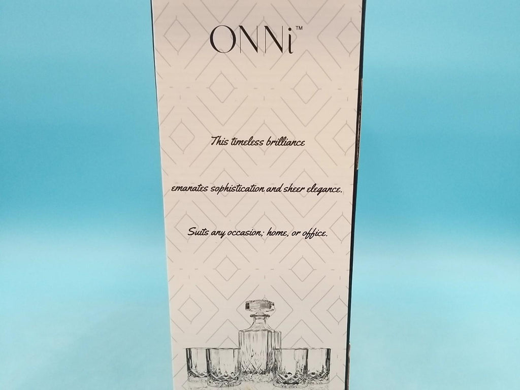 ONNi Whiskey Decanter Glass Set of 5 Clear Lead-Free In Original Box
