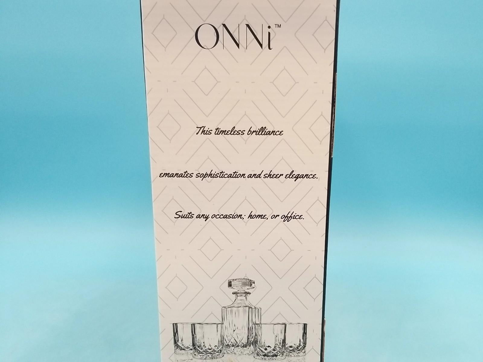 ONNi Whiskey Decanter Glass Set of 5 Clear Lead-Free In Original Box