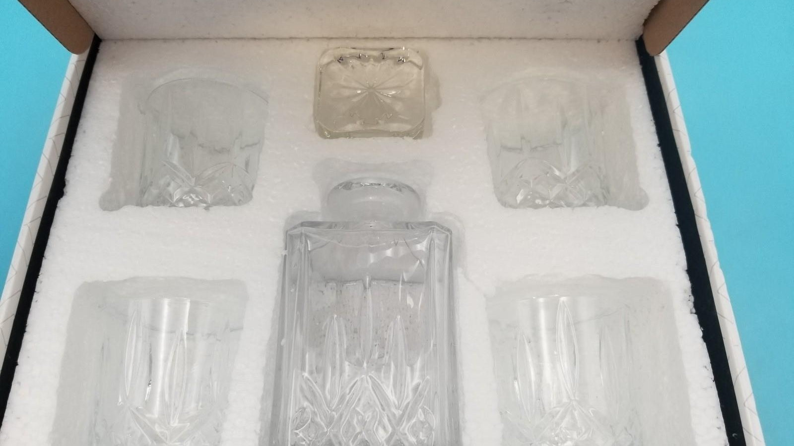 ONNi Whiskey Decanter Glass Set of 5 Clear Lead-Free In Original Box