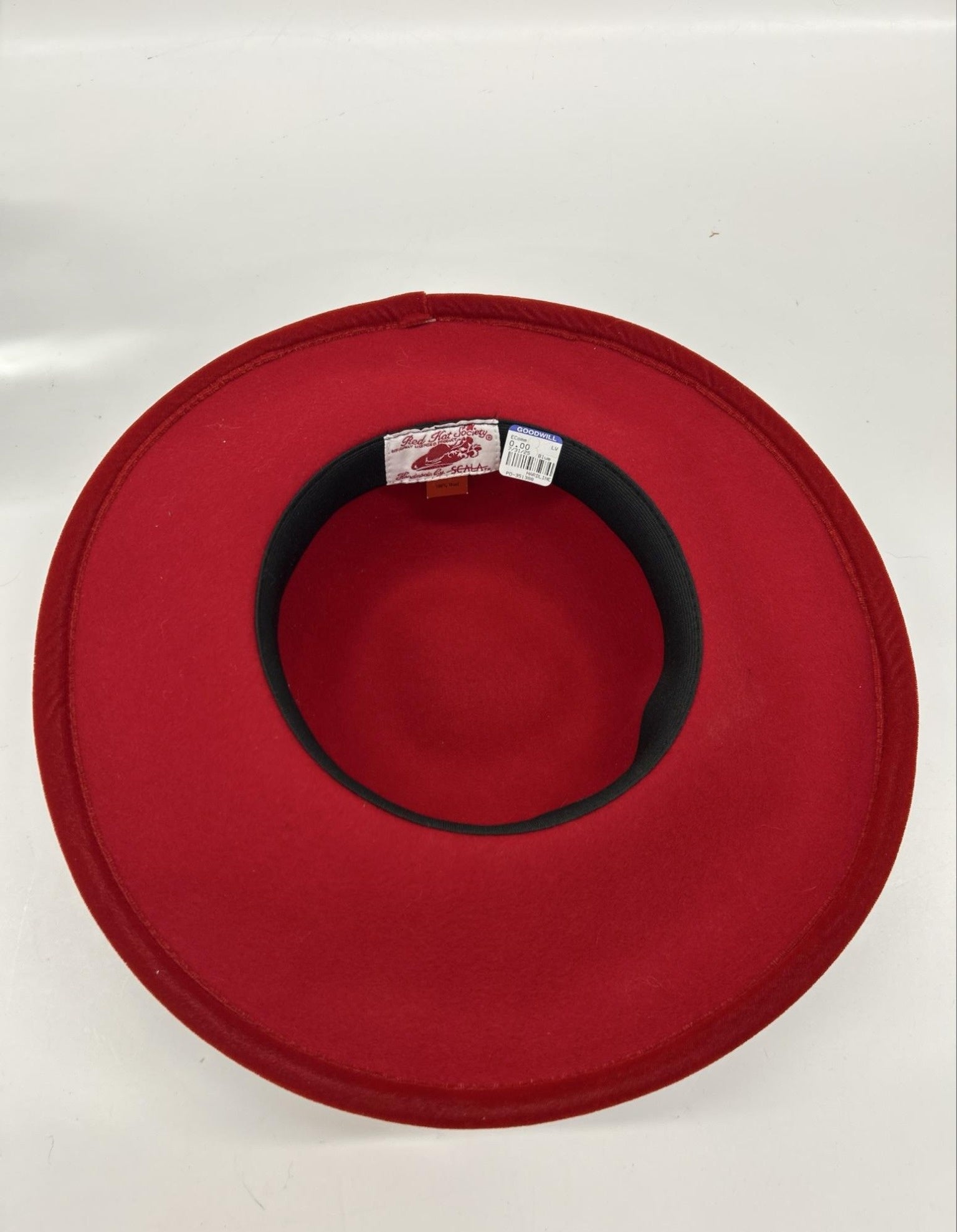 Red Wool Wide Brim Hat with Floral Accent | Vintage Style Elegant Statement Dress Hat