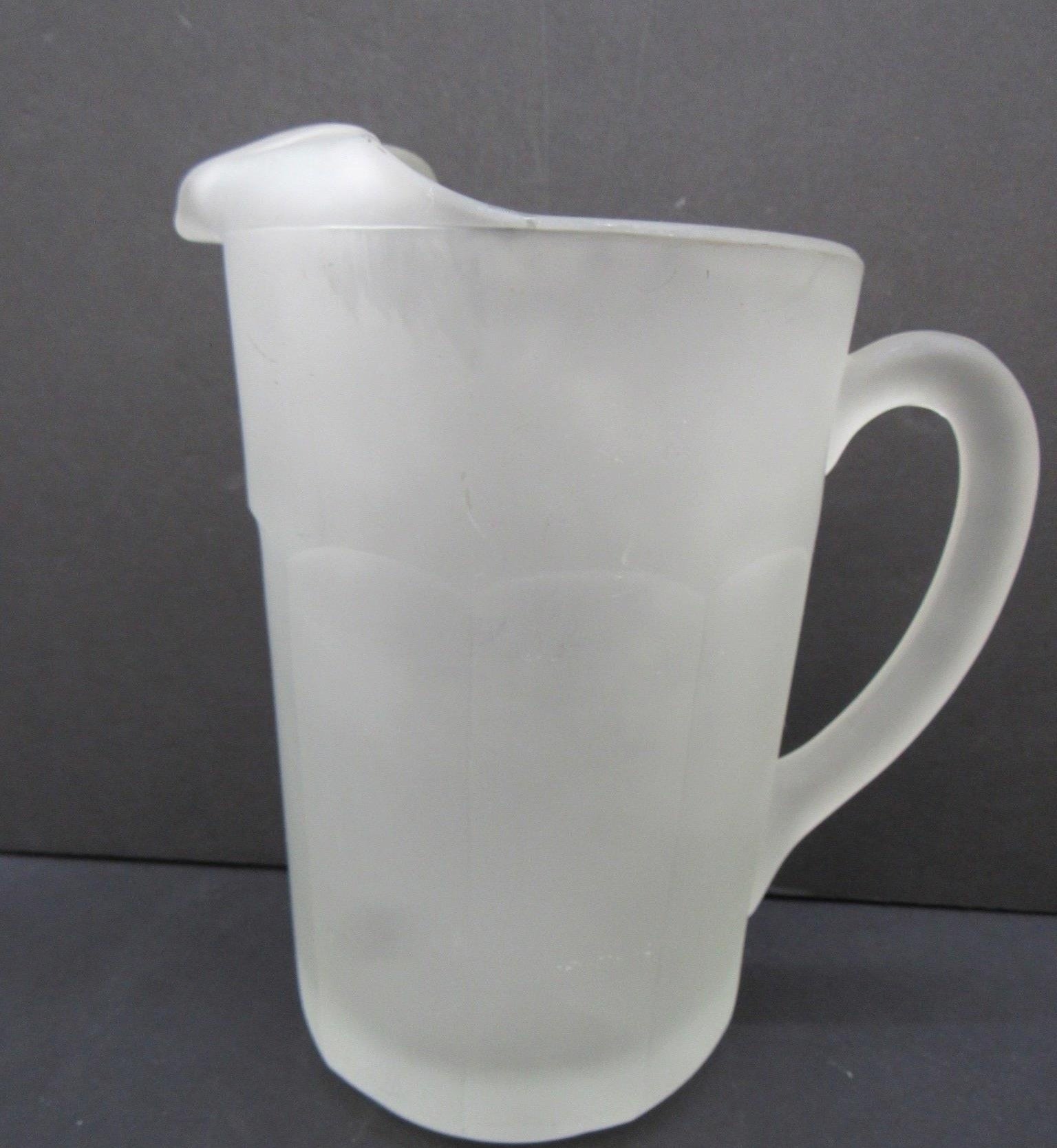 Vintage Tiara Indiana Glass Frosted Satin Paneled Patio Pitcher
