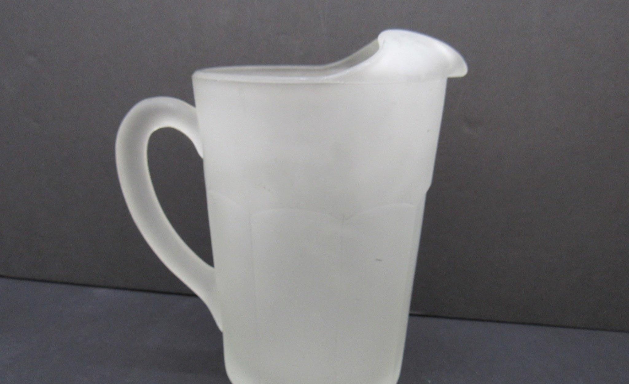 Vintage Tiara Indiana Glass Frosted Satin Paneled Patio Pitcher