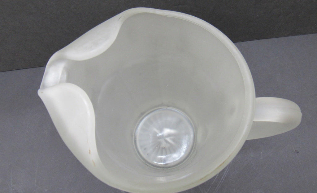 Vintage Tiara Indiana Glass Frosted Satin Paneled Patio Pitcher